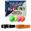 Volvik New Crystal Combi Dual Color Golf Balls 1 Dozen Bundle with Genuine Italian Real Solid Leather Belts (Black and Orange), Unisex view 1