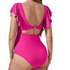 Argzm Maternity Pieced Swimwear Solid Color High Waist Swimsuits Pregnancy Bathing Suits Maternity Bikinis Monokini Gifts view 4