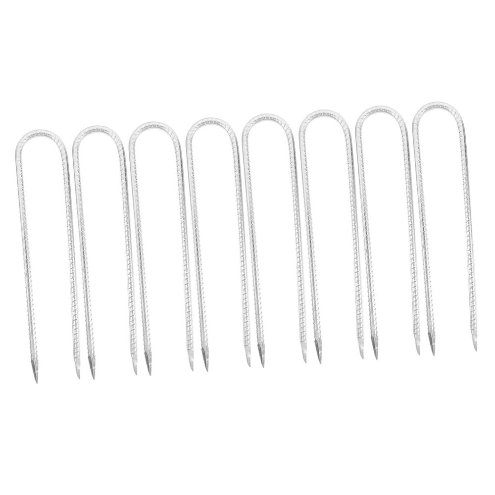 OHPHCALL 8pcs U-Shaped Galvanized Garden Ground Stakes for Tents Trampolines and Canopies Resistant Easy to Install Versatile Anchoring for Outdoor Use