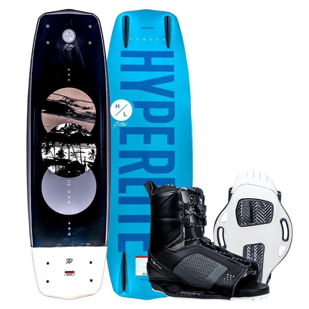 Hyperlite Sender Wakeboard Package, 144cm w/ Team OT Bindings, Sizes 10-14