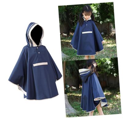 BESTYASH Boys and Girls Rain Poncho Stylish Pattern Rain Jacket for Girls One-piece Rainwear Dark