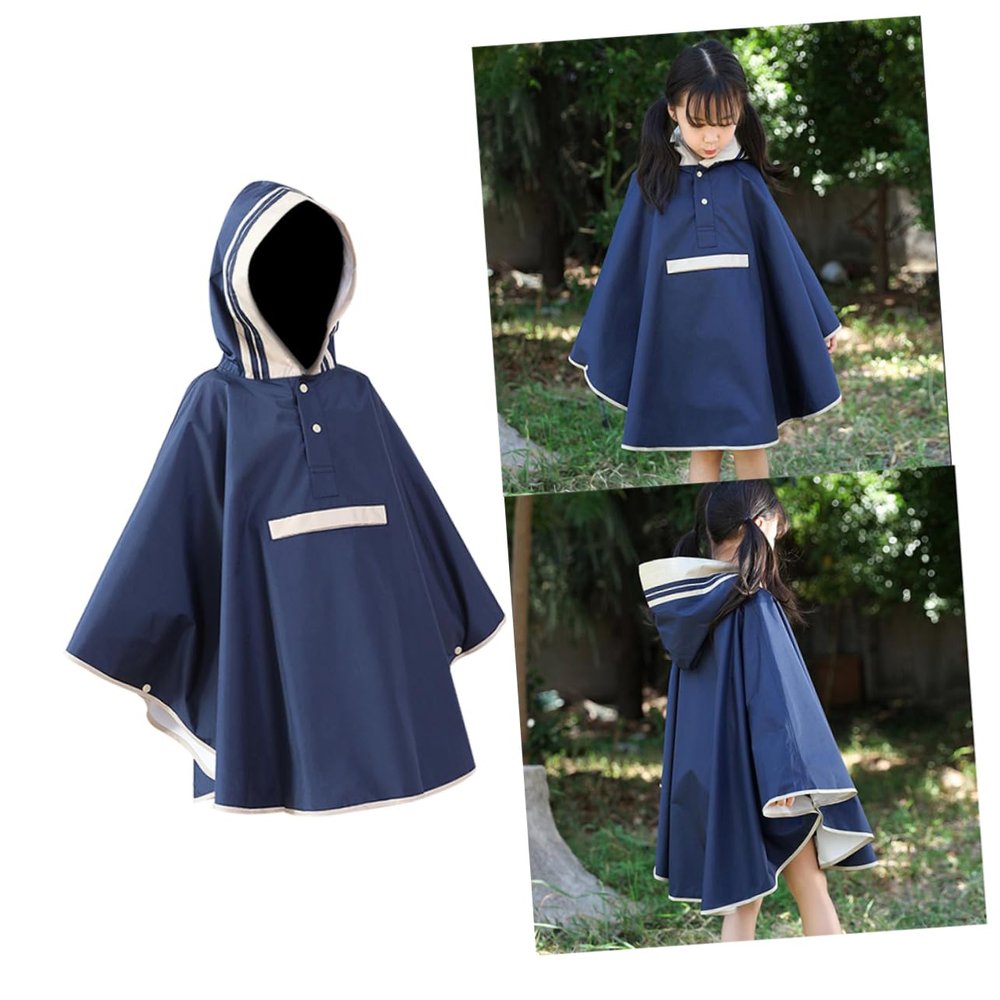 BESTYASH Boys and Girls Rain Poncho Stylish Pattern Rain Jacket for Girls One-piece Rainwear Dark