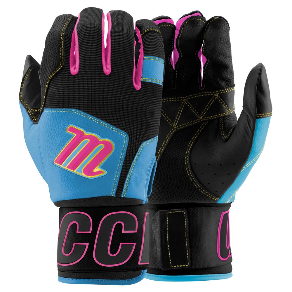 MARUCCI Blacksmith Full WRAP Adult Batting Glove V2, Black/Columbia Blue, Adult X-Large