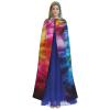 YKJJFVZ Tie Dye Rainbow Print Rogue Cosplay Adult Halloween Witch Hooded Cloak Cape Unisex Costume For Horror Parties Masquerade view 2