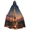 YKJJFVZ Eiffel Tower Print Rogue Cosplay Adult Halloween Witch Hooded Cloak Cape Unisex Costume For Horror Parties Masquerade view 1