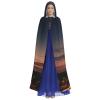 YKJJFVZ Eiffel Tower Print Rogue Cosplay Adult Halloween Witch Hooded Cloak Cape Unisex Costume For Horror Parties Masquerade view 2