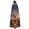 YKJJFVZ Eiffel Tower Print Rogue Cosplay Adult Halloween Witch Hooded Cloak Cape Unisex Costume For Horror Parties Masquerade view 4