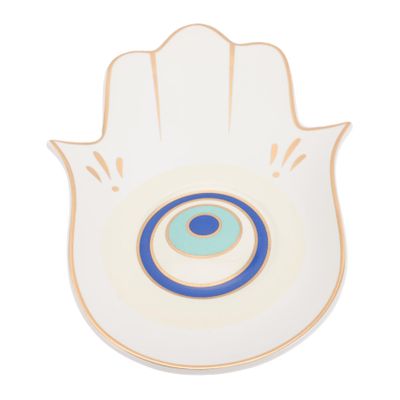 JEWEDECO Ceramic Tray Jewelry Holder Dish Modern Decorative Plate for Earrings Necklaces Rings