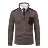 Ymosrh Mens Quarter Zip Pullover Knitted Dress Sweaters Slim Fit Mock Neck Long Sleeve Casual Polo Sweater Business Casual Men Sheer Sweater Winter Clothes (M, Coffee) view 1