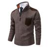 Ymosrh Mens Quarter Zip Pullover Knitted Dress Sweaters Slim Fit Mock Neck Long Sleeve Casual Polo Sweater Business Casual Men Sheer Sweater Winter Clothes (M, Coffee) view 3