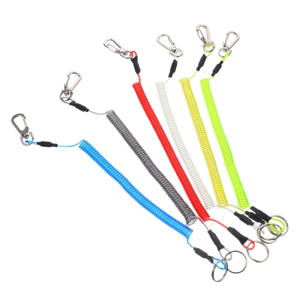 COOLHIYA 6pcs Heavy Duty Coiled Lanyard Retractable Safety Rope for Fishing Hiking Camping and Outdoor Activities and Flexible Design