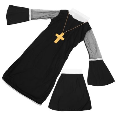AOKWAWALIY 1 Set Nun Uniform Halloween Accessories Nun Outfit Women Outfit Plus Size Halloween Decorations Party Favors Costume Women Woman Masquerade Party Decor Cloth