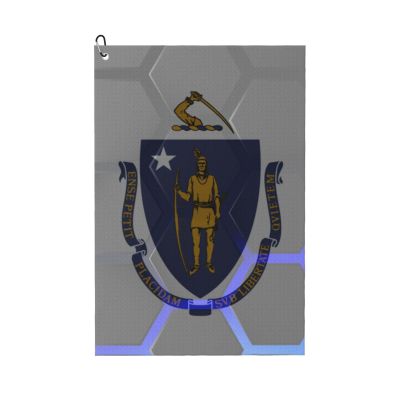 ASEDFGT Flag of Massachusetts Golf Towel 16 x 24 Inch Golf Towels for Golf Bags Polyester Golf Towel with Carabiner Clip Men and Women Golf Accessories