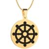 KOVEVE Engraved Dharma Wheel Symbol Stainless Steel Pendant Necklace Chain view 1