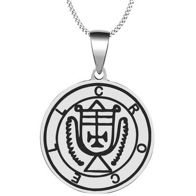KOVEVE Engraved Demon Crocell 49th Spirit Goetic Seal Lesser Key of King Solomon Stainless Steel Pendant Necklace Chain