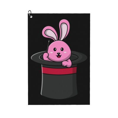 ASEDFGT Cute Bunny Holding Wand in Magic Hat Golf Towel 16 x 24 Inch Golf Towels for Golf Bags Polyester Golf Towel with Carabiner Clip Men and Women Golf Accessories