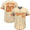 Custom Pinstripe Jerseys Baseball for Woman Men Kid Youth, Personalied Button Down Sport Baseball Jersey with Team Name Logo with Sand Orange Jersey for Team Player view 3