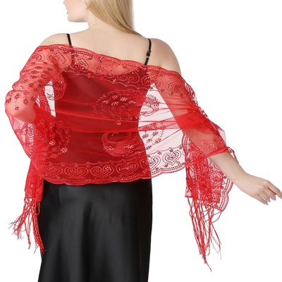 AUZURE Women's 1920s Sequin Peacock Shawls Wraps Bridal Flapper Evening Scarf for Dresses Formal Party Wedding Harlem Night