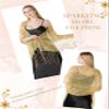 AUZURE Women's 1920s Long Sequined Peacock Shawl Wraps Bridal Flapper Evening Scarf for Dresses Formal Party Wedding Harlem Night - Golden view 4
