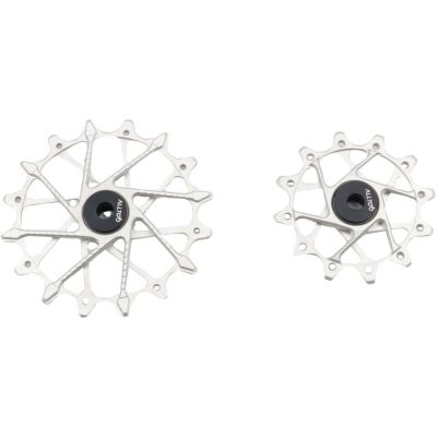 12T+16T Rear Puller Guide Wheel Puller Ceramic Bearing: Suitable for SRAM Garbaruk SRAM 11/12 Speed Bicycle Rear Puller Guide Wheel (Silvery Pulleys)