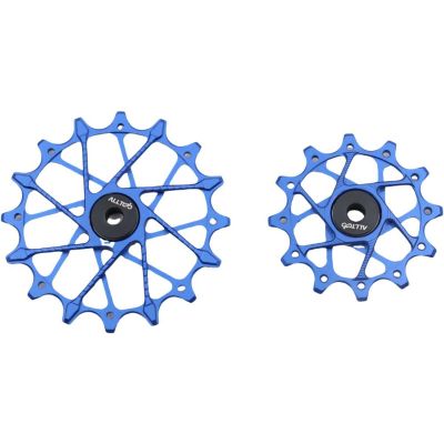 12T+16T Rear Puller Guide Wheel Puller Ceramic Bearing: Suitable for SRAM Garbaruk SRAM 11/12 Speed Bicycle Rear Puller Guide Wheel (Blue Pulleys)