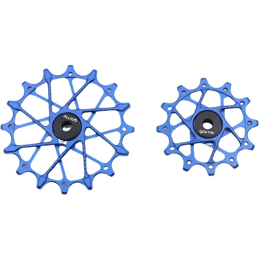 12T+16T Rear Puller Guide Wheel Puller Ceramic Bearing: Suitable for SRAM Garbaruk SRAM 11/12 Speed Bicycle Rear Puller Guide Wheel (Blue Pulleys)