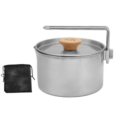 Zoeyilan 1L Camping Gear Pot, Camping Pot, Portable Camping Pot with Adjustable Handle, with Lid, Backpacking Pot Cookware Set and Mess Kit, for Camping Hiking Picnic Travel