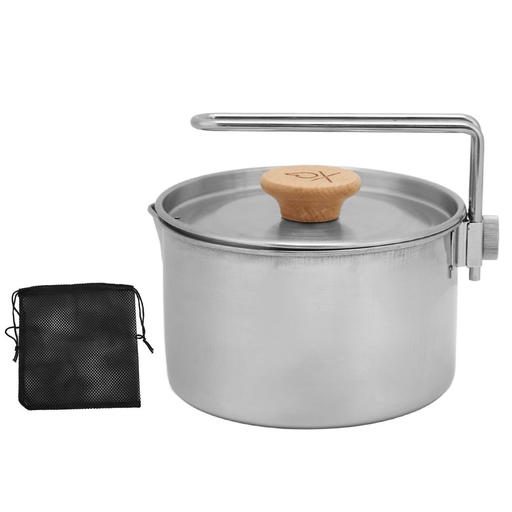Zoeyilan 1L Camping Gear Pot, Camping Pot, Portable Camping Pot with Adjustable Handle, with Lid, Backpacking Pot Cookware Set and Mess Kit, for Camping Hiking Picnic Travel