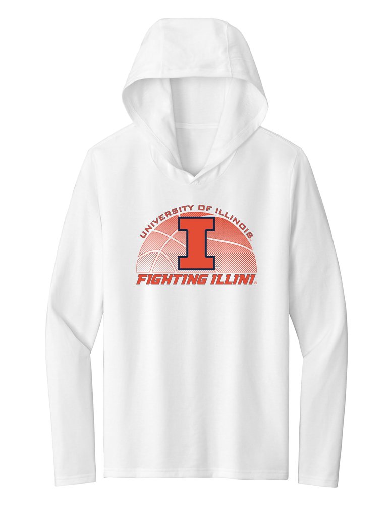 CornBorn Illinois Fighting Illini Womens Apparel - Hooded Shirt University of Illinois Basketball - White - XL
