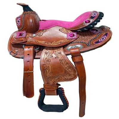 D&L Saddlery 8" inches Seat Children Miniature Pony Kids Horse Saddle Western Equestrian Trail Premium Leather for Horse Riding and Best Horse Rider Pony Kids Miniature 8" inches Horse Saddl. MDL106