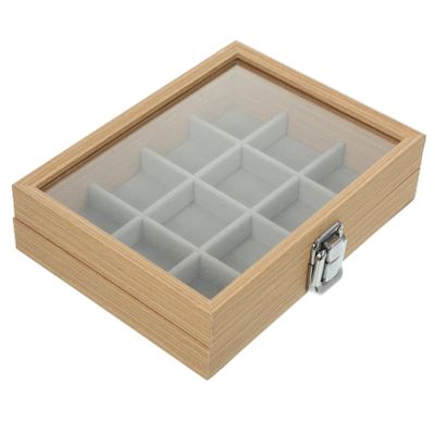 ABOOFAN Earring Necklace Bracelet Jewelry Box Tray Holder Glass Cover Wooden Jewelry Organizer for Girls Compartment Storage Box