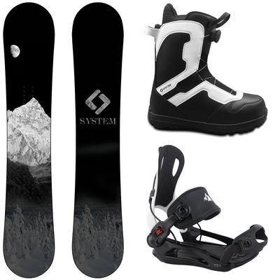 System MTN Snowboard and MTN Rear Entry Step in Bindings w/Pro Twist Boots Men's Complete Snowboard Package (Pro Twist Boots 12/ XL Bindings, 159 cm)