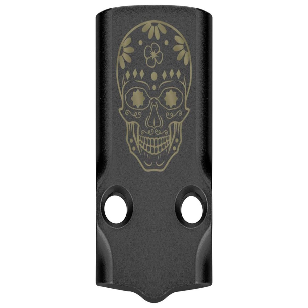 NDZ Performance MOS Optic Cover Plate for Glock 43X & Glock 48, Anodized Aluminum with FDE Color Filled Engraving, Made in USA - Sugar Skull
