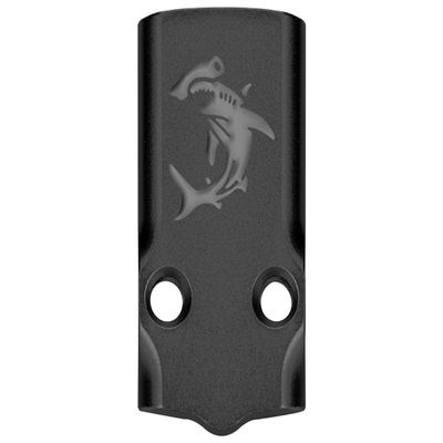 NDZ Performance MOS Optic Cover Plate for Glock 43X & Glock 48, Anodized Aluminum with Silver Color Filled Engraving, Made in USA - Hammerhead Shark