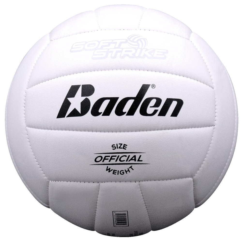 Baden | Soft Strike | Cushioned Synthetic Leather Recreational Volleyball | Indoor/Outdoor for Beginners & Youth | Official Size | White