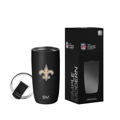 Simple Modern Officially Licensed NFL New Orleans Saints 16oz Travel Coffee Tumbler with Flip Lid | Stainless Steel Cup | Football Gifts for Men, Women | Voyager Collection | New Orleans Saints