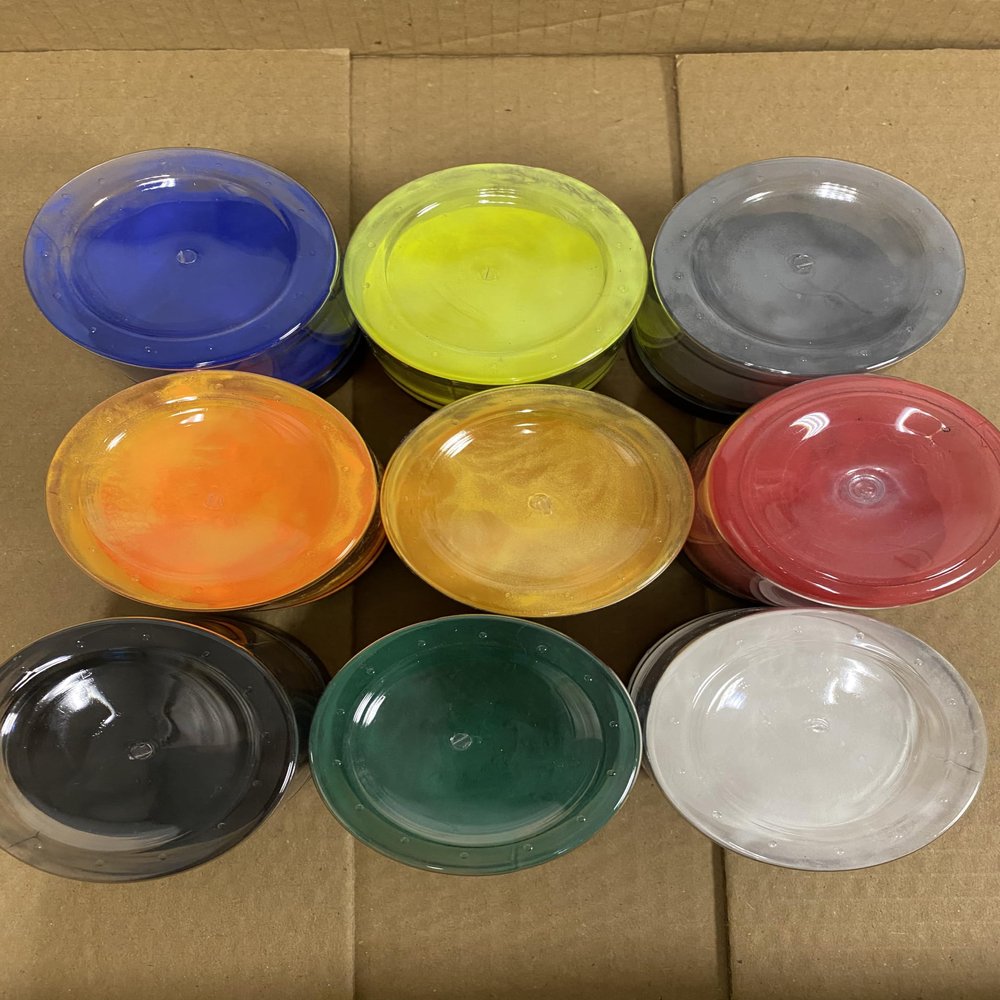 Powder Paint for Jigs & Lures, High Gloss Powder Coating - Fluo Yellow, Green, Red, Black, Fluo Orange, White, Blue, Chrome, Yellow, 9-Pack, 2 oz/55g Each Color