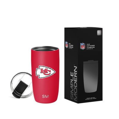 Simple Modern Officially Licensed NFL Kansas City Chiefs 16oz Travel Coffee Tumbler with Flip Lid | Stainless Steel Cup | Football Gifts for Men, Women | Voyager Collection | Kansas City Chiefs