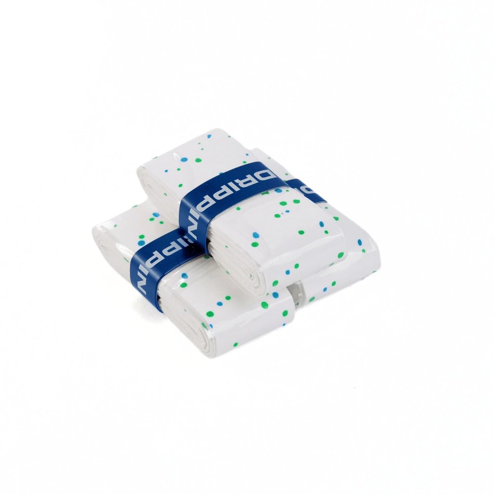UDRIPPIN Pickleball Custom Grips, Cushioned, Sweat-Resistant Overgrips for All Racquet Sports  Low Tack, Grip Tape for Comfort & Control (MAD Drops X UDRIPPIN Blue Green Flakes Print, 3-Pack)