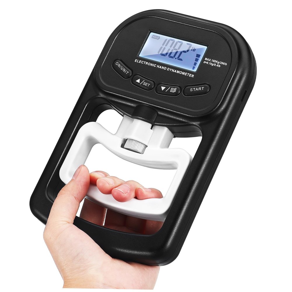 WOONEKY Digital Hand Grip Dynamometer Rechargeable Grip Strength Tester 180kg Capacity