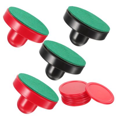 COOLHIYA 16pcs Air Hockey Pucks Paddles Replacement Set Ergonomic Handles Game Table Accessories for Enhanced Play Includes Red Dark Blue Paddles and Pucks