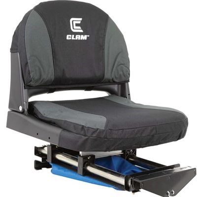 Clam Outdoors Deluxe Seat Assembly  Compatible with Legend, Yukon, Voyager, Jason Thermal X, X200 & X300 Shelters  Includes Pre-Assembled Padded Seat with Cover  Ice Fishing Accessory