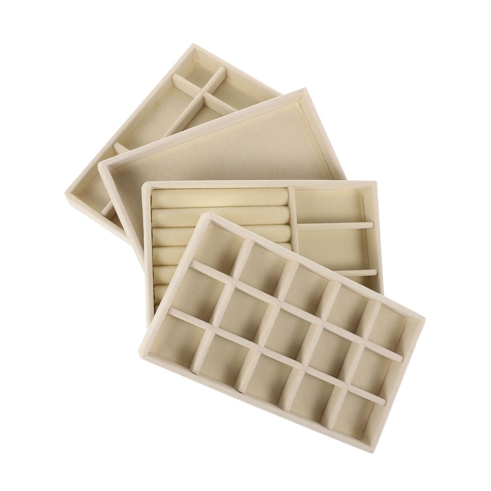 BESTYASH 4pcs Stackable Jewelry Organizer Tray Set for Necklaces Rings Earrings and Bracelets Elegant Jewelry Storage Drawer with Large Capacity for Home Use