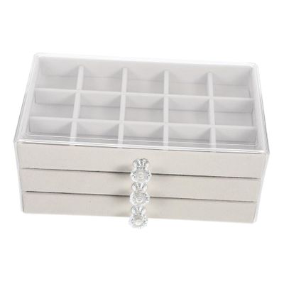 CHILDWEET 45grid Jewelry Storage Box Multi Organizer for Earrings Necklaces Watches Soft Display Tray for Home Retail Use Layers
