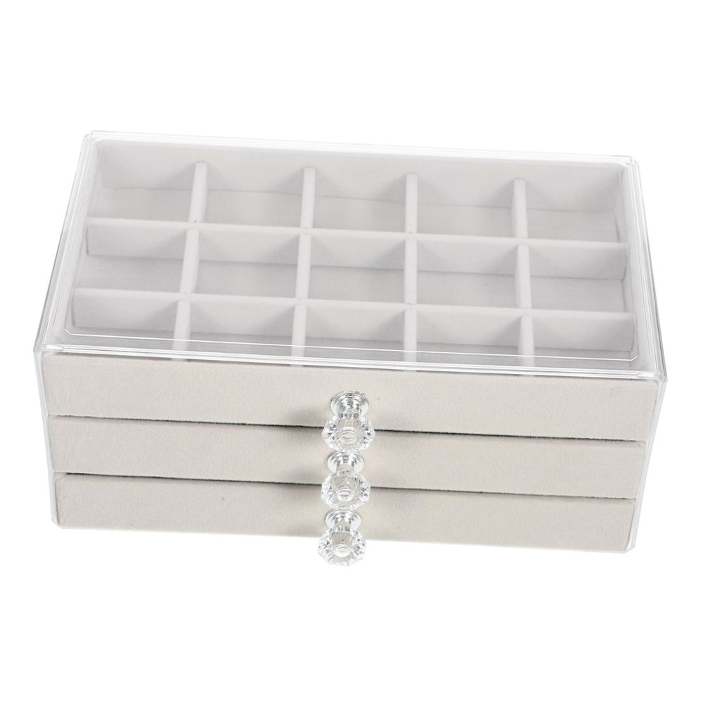 CHILDWEET 45grid Jewelry Storage Box Multi Organizer for Earrings Necklaces Watches Soft Display Tray for Home Retail Use Layers