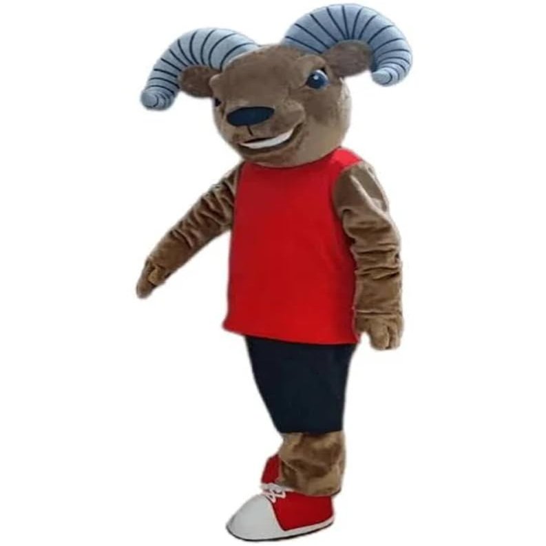 Adult Ram in Red Vest High School Suit Animal Mascot Costume Party Carnival Costumes