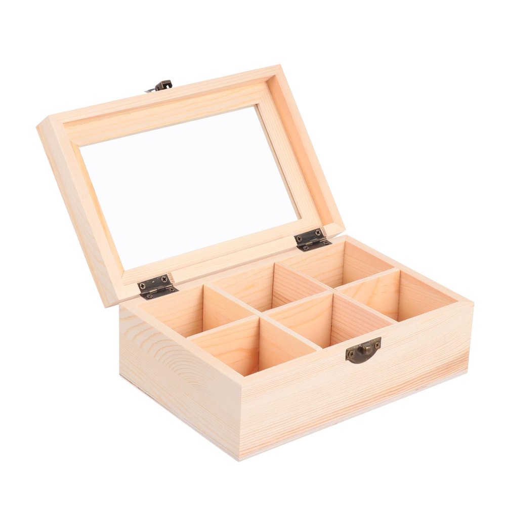 ROMISBABA 1pc Wooden Jewelry Organizer Box Window for Home Multi-purpose Cosmetic and Sundries Storage Container Elegant Display for Rings Earrings and Ornaments