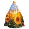 YKJJFVZ Yellow Sunflowers3 Print Rogue Cosplay Adult Halloween Witch Hooded Cloak Cape Unisex Costume For Horror Parties Masquerade view 1