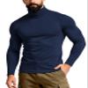 IVOVFANZY Thermal Turtleneck Men Undershirt Base Layer Top Long Sleeve Basic T-Shirts(Navy, L) view 1