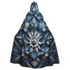 YKJJFVZ Blue Folk Art Pattern2 Print Rogue Cosplay Adult Halloween Witch Hooded Cloak Cape Unisex Costume For Horror Parties Masquerade view 1